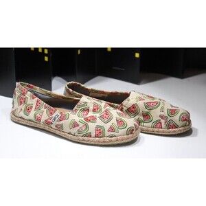 Toms Classic Beige Red Green Watermelon Slip On Flats Size 7W